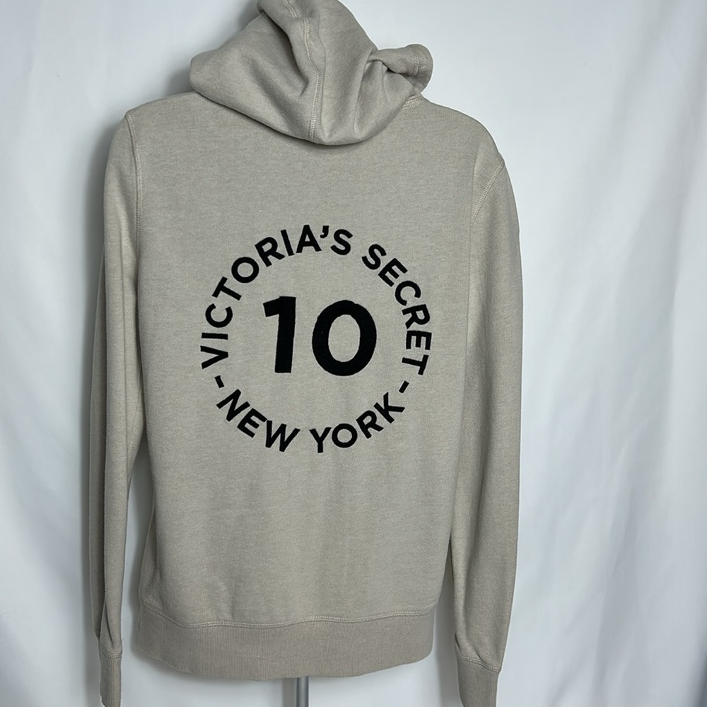 Victoria's Secret Taupe Full Zip Sweatshirt Woman’s Size Small Large Back Logo